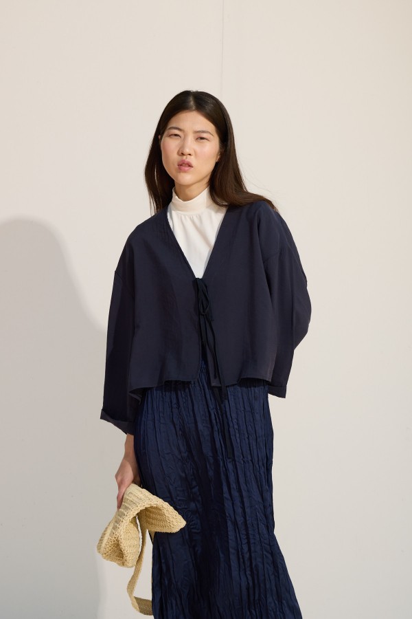 Bağcıklı Kimono Lacivert