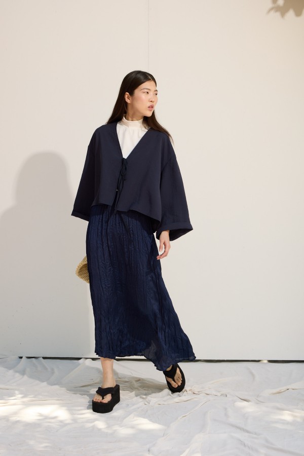 Bağcıklı Kimono Lacivert