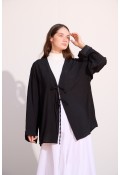 Bağcıklı Uzun Kimono Siyah