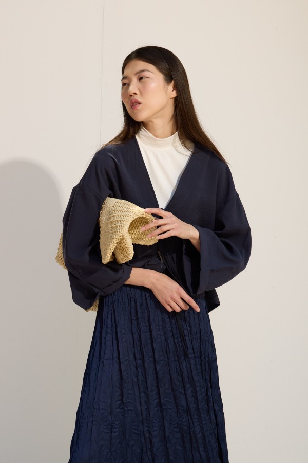Bağcıklı Kimono Lacivert