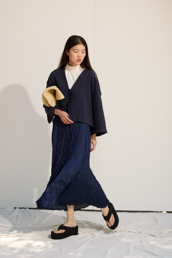 Bağcıklı Kimono Lacivert