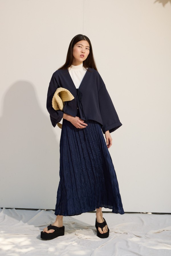 Bağcıklı Kimono Lacivert