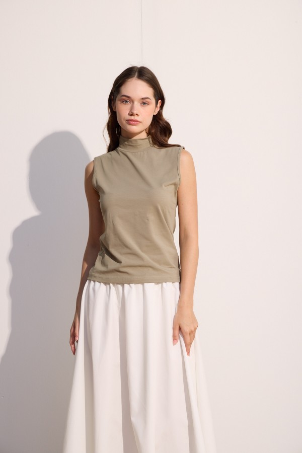 Pamuklu Sıfır Kol Body Olive