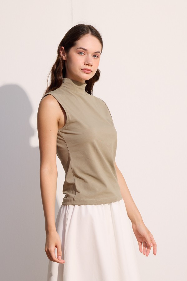 Pamuklu Sıfır Kol Body Olive