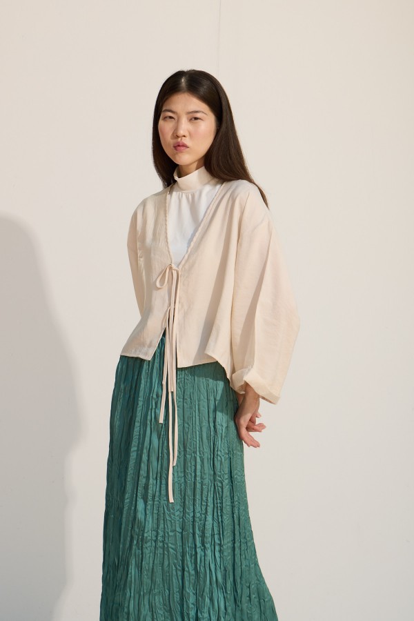 Bağcıklı Kimono BEJ