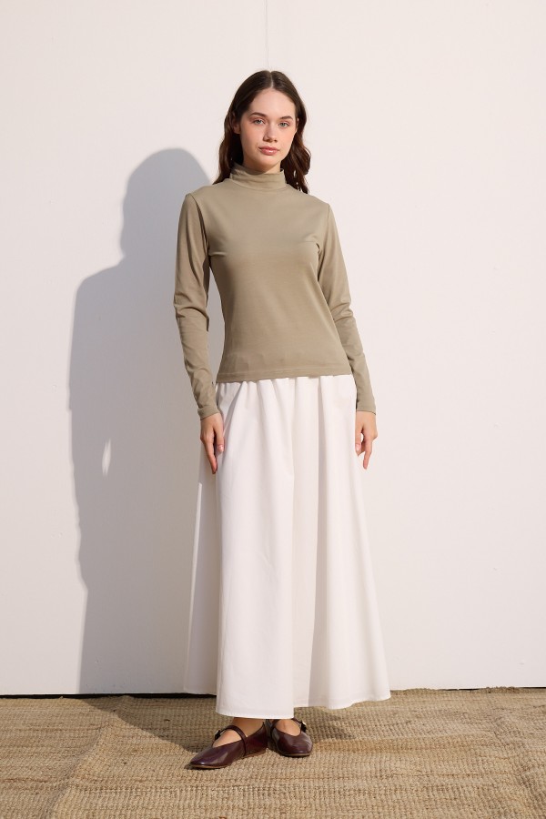 Pamuklu Uzun Kol Body Olive