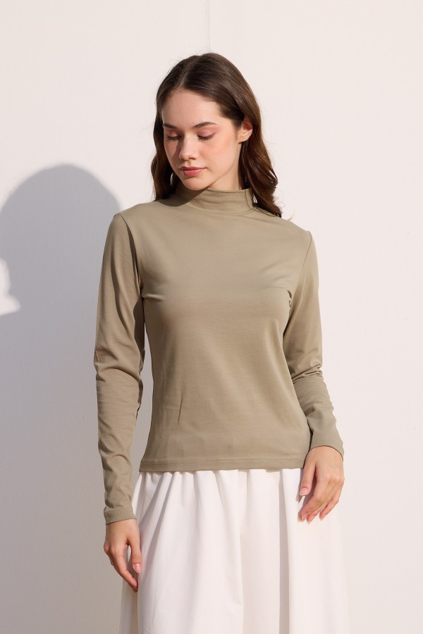 Pamuklu Uzun Kol Body Olive