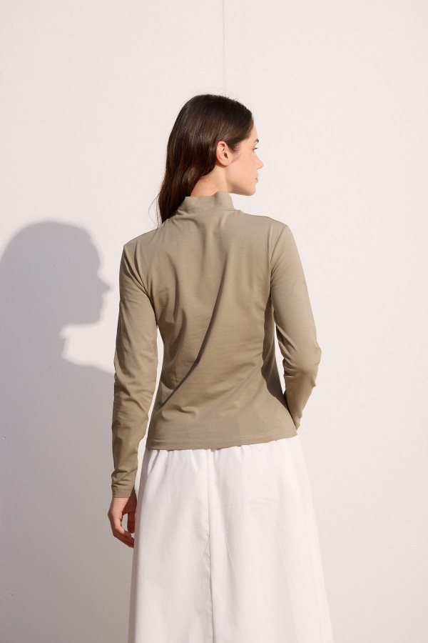 Pamuklu Uzun Kol Body Olive