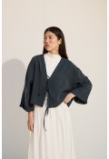 Bağcıklı Kimono Petrol yeşili