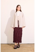 Bağcıklı Kimono Uzun Gri