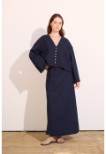 Ola Düğmeli Ceket  Dark Blue