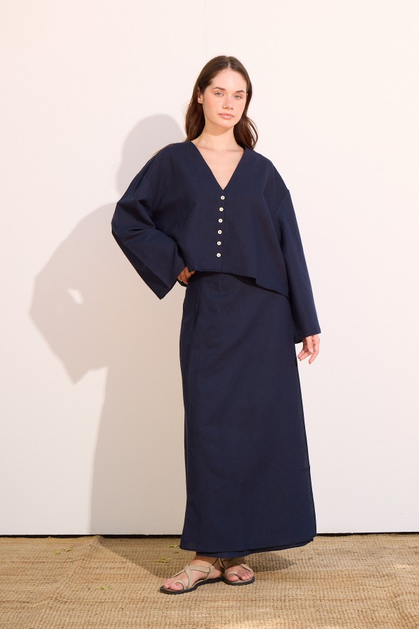 Ola Düğmeli Ceket  Dark Blue