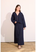 Ola Düğmeli Ceket  Dark Blue