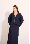 Ola Düğmeli Ceket  Dark Blue