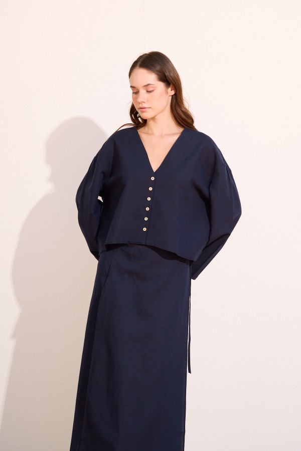 Ola Düğmeli Ceket  Dark Blue