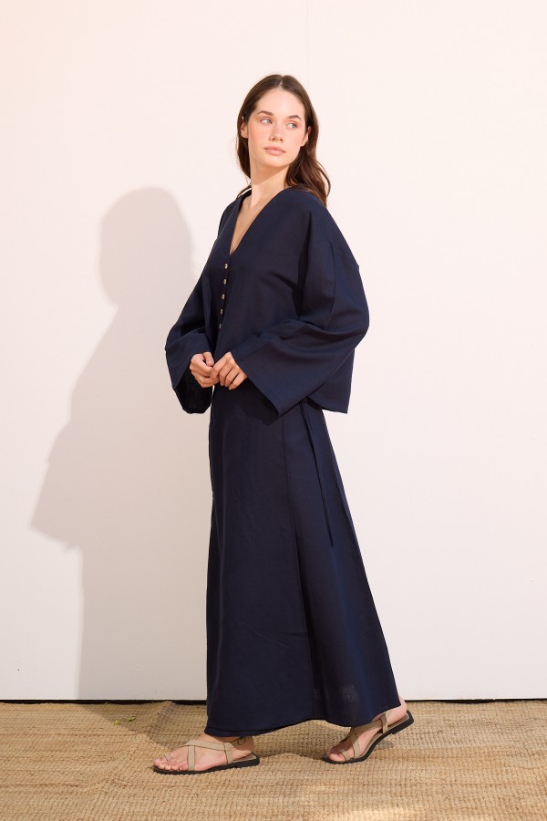 Ola Düğmeli Ceket  Dark Blue