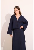 Ola Düğmeli Ceket  Dark Blue