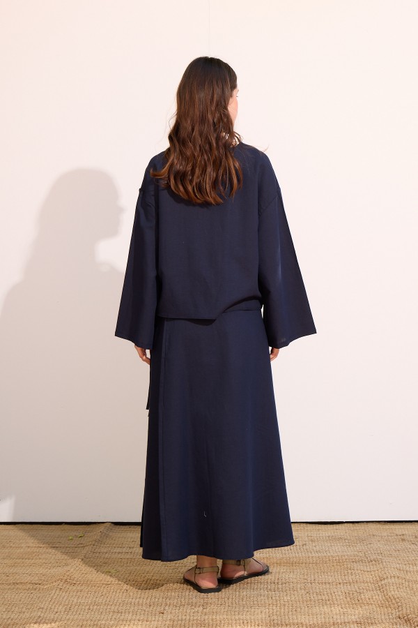 Ola Düğmeli Ceket  Dark Blue