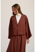 düğmeli kimono çikolata kahve