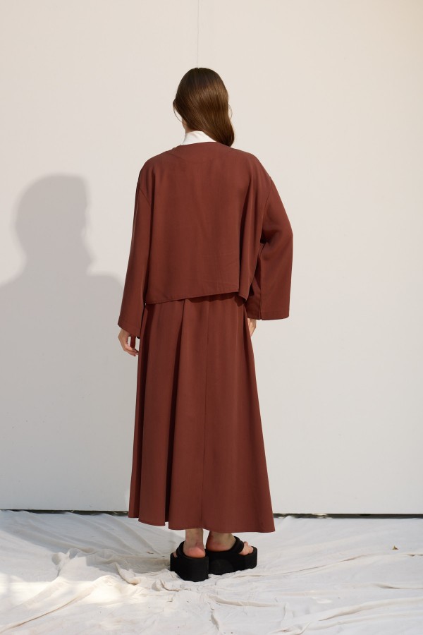 düğmeli kimono çikolata kahve