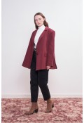 Oversize Natural Blazer Ceket Vişne