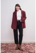 Oversize Natural Blazer Ceket Vişne