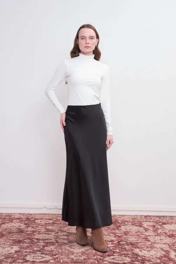 Saten Çan Etek Siyah