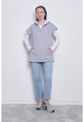 Fermuarlı Pop Sweatshirt Gri