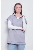 Fermuarlı Pop Sweatshirt Gri