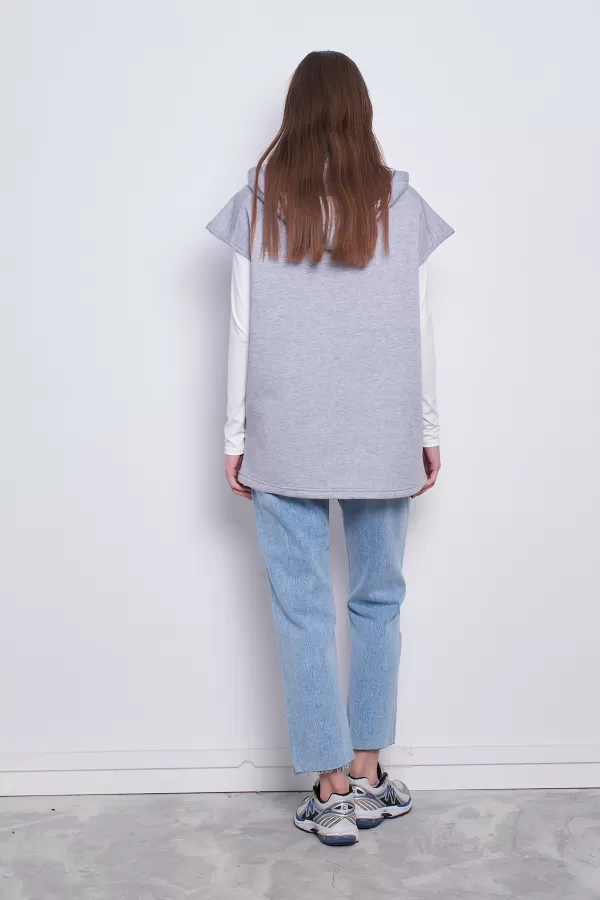 Fermuarlı Pop Sweatshirt Gri