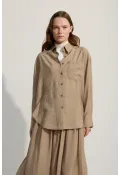 Oversize Cepli Gömlek Yeşil Çay