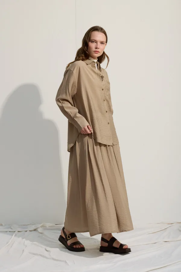 Oversize Cepli Gömlek Yeşil Çay
