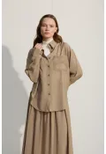 Oversize Cepli Gömlek Yeşil Çay