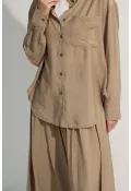 Oversize Cepli Gömlek Yeşil Çay