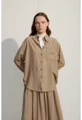 Oversize Cepli Gömlek Yeşil Çay