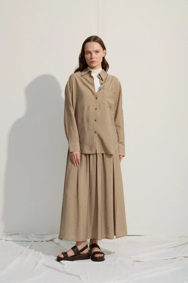 Oversize Cepli Gömlek Yeşil Çay