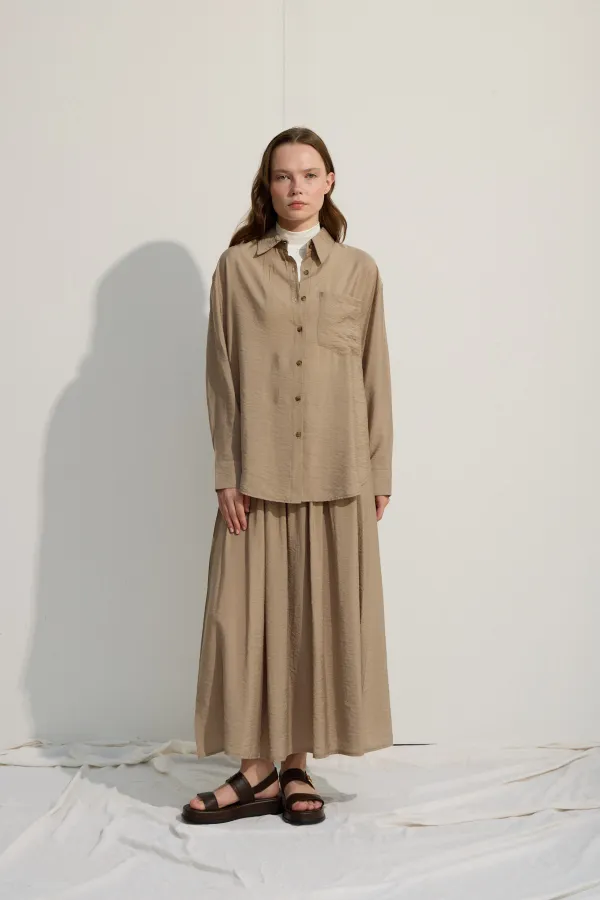 Oversize Cepli Gömlek Yeşil Çay