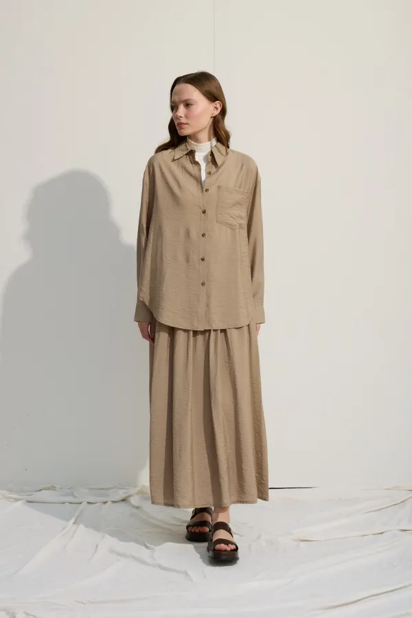 Oversize Cepli Gömlek Yeşil Çay