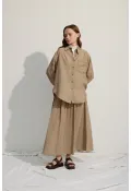Oversize Cepli Gömlek Yeşil Çay