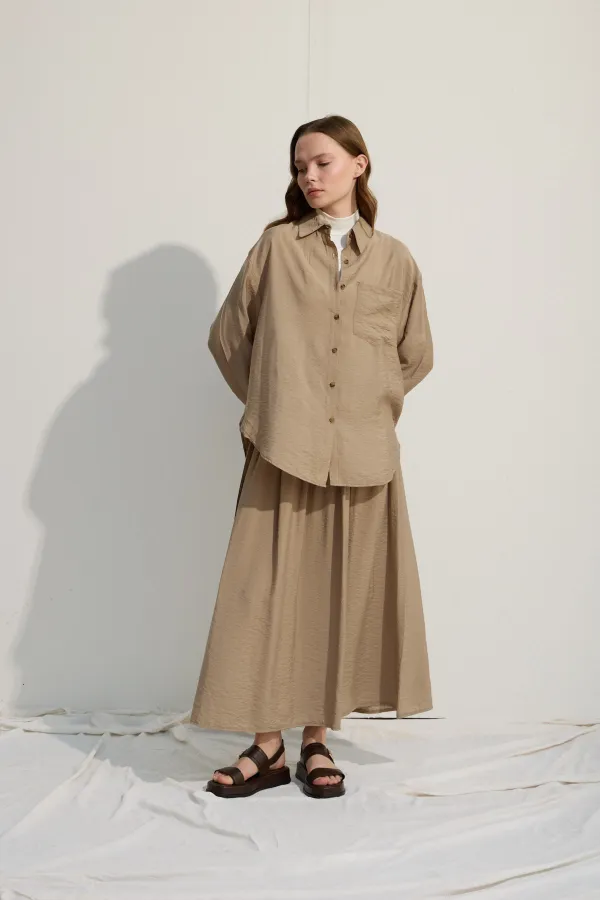 Oversize Cepli Gömlek Yeşil Çay