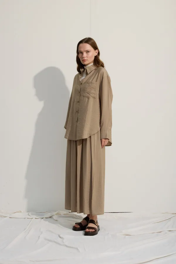 Oversize Cepli Gömlek Yeşil Çay