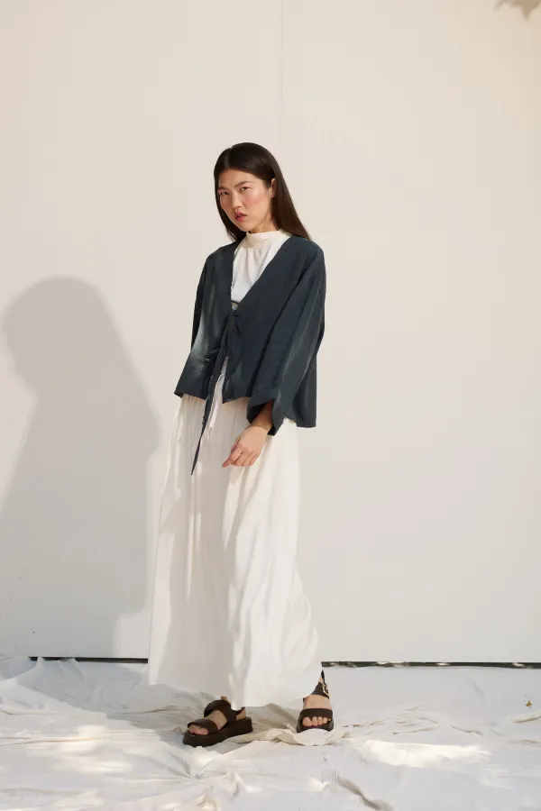 Bağcıklı Kimono Petrol yeşili