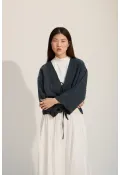 Bağcıklı Kimono Petrol yeşili