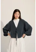 Bağcıklı Kimono Petrol yeşili