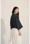 Bağcıklı Kimono Petrol yeşili