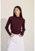 Fitilli Uzun Kol Body Koyu Bordo