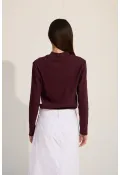 Fitilli Uzun Kol Body Koyu Bordo