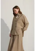 Oversize Cepli Gömlek Yeşil Çay