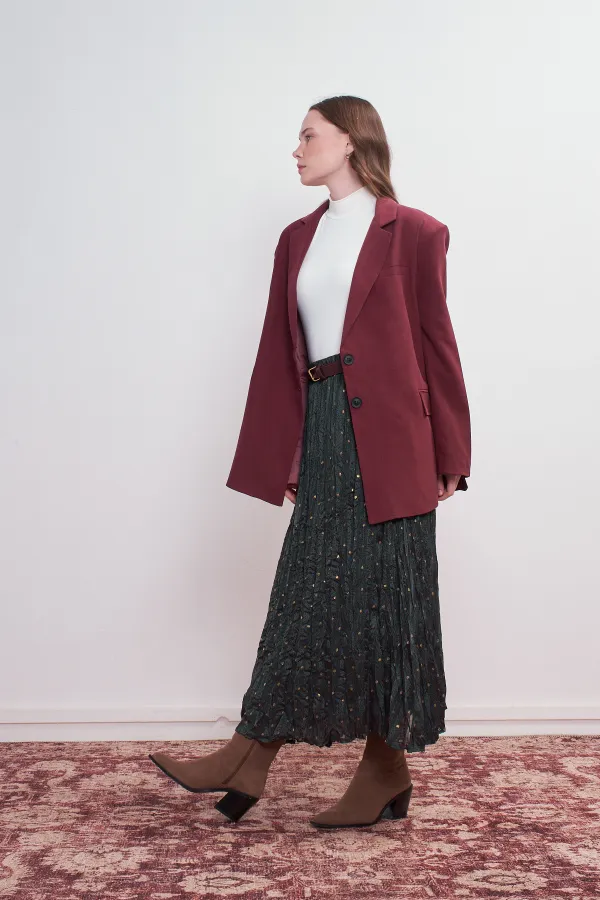 Oversize Natural Blazer Ceket Vişne