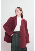 Oversize Natural Blazer Ceket Vişne
